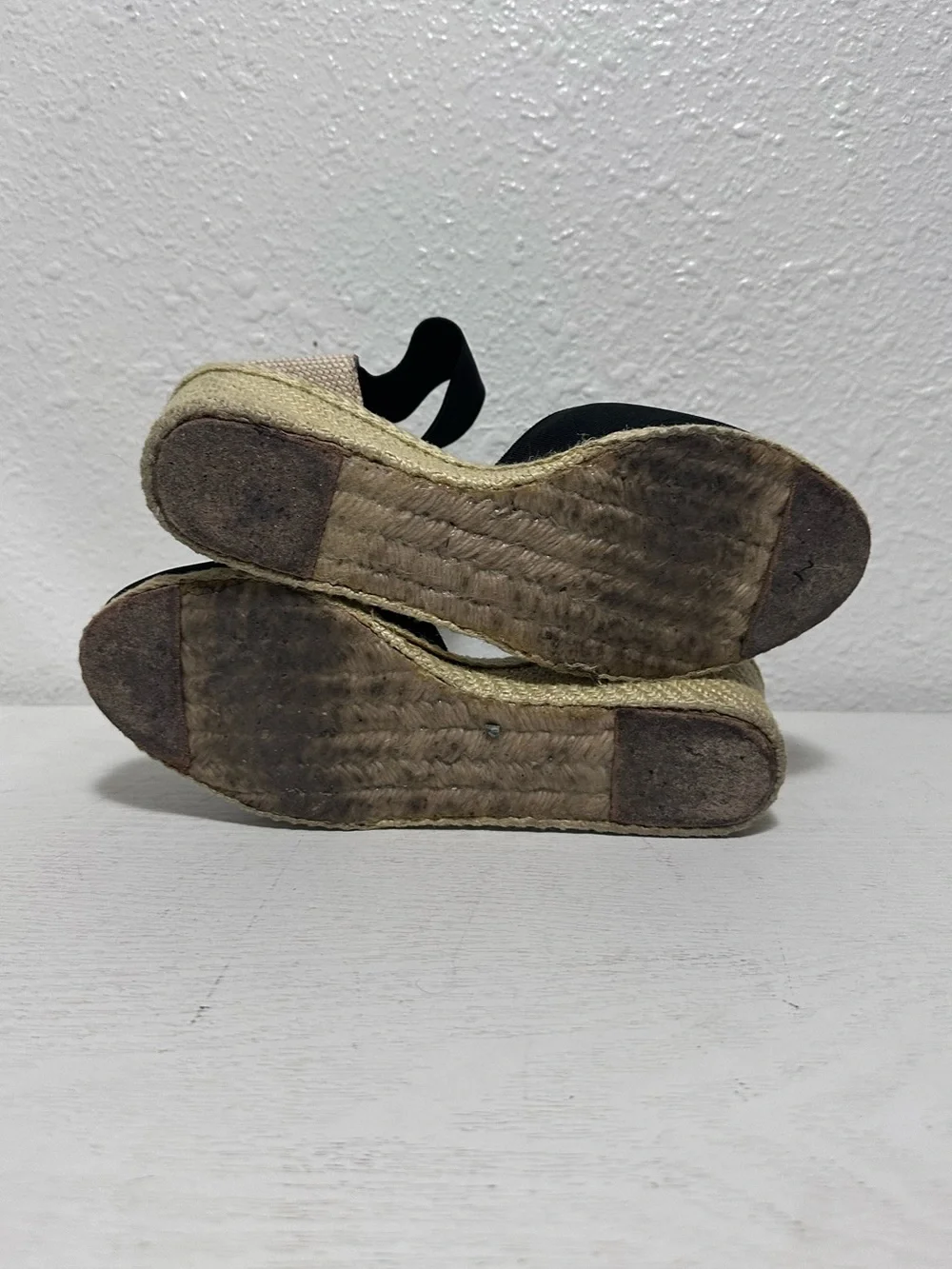 Lauren Ralph Lauren Espadrille Wedge Sandals - Black and Natural- Charla